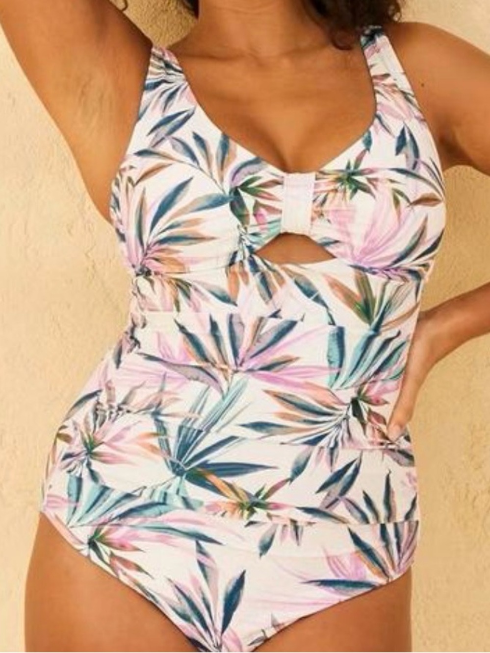 Tropical Floral One-Piece Swimsuit with Tummy control - Womens size large